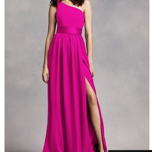 Vera Wang One Shoulder Dress with Satin Sash